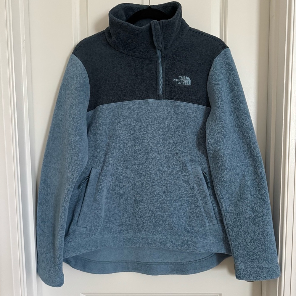 The North Face Two-Tone Blue Quarter Zip Fleece Pullover, L